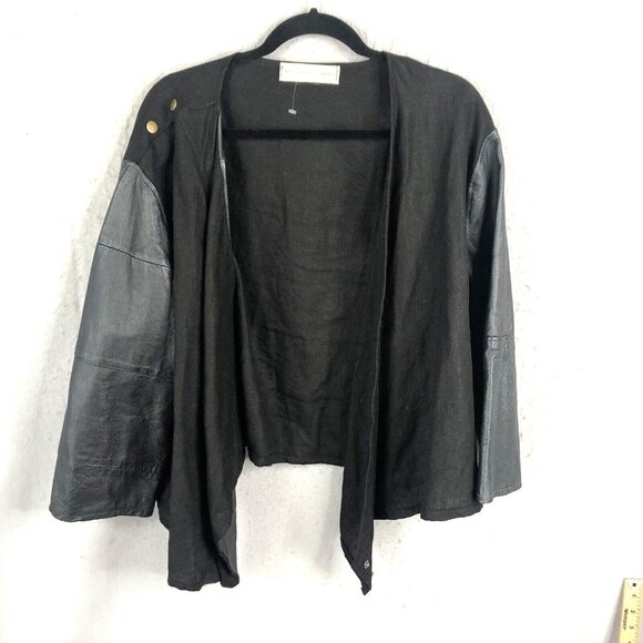 Artists & Revolutionaries Jacket Womens One Size Black Linen Leather Goth Emmo - Picture 1 of 12
